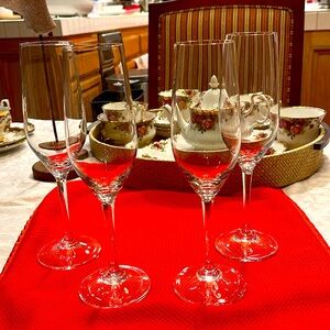 Set of 4 Riedel  Champagne Flute 9”tall signed